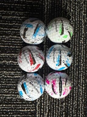 TaylorMade White Golf Balls with Blue, Red, Pink, Green & Black Accents (6 Pack)